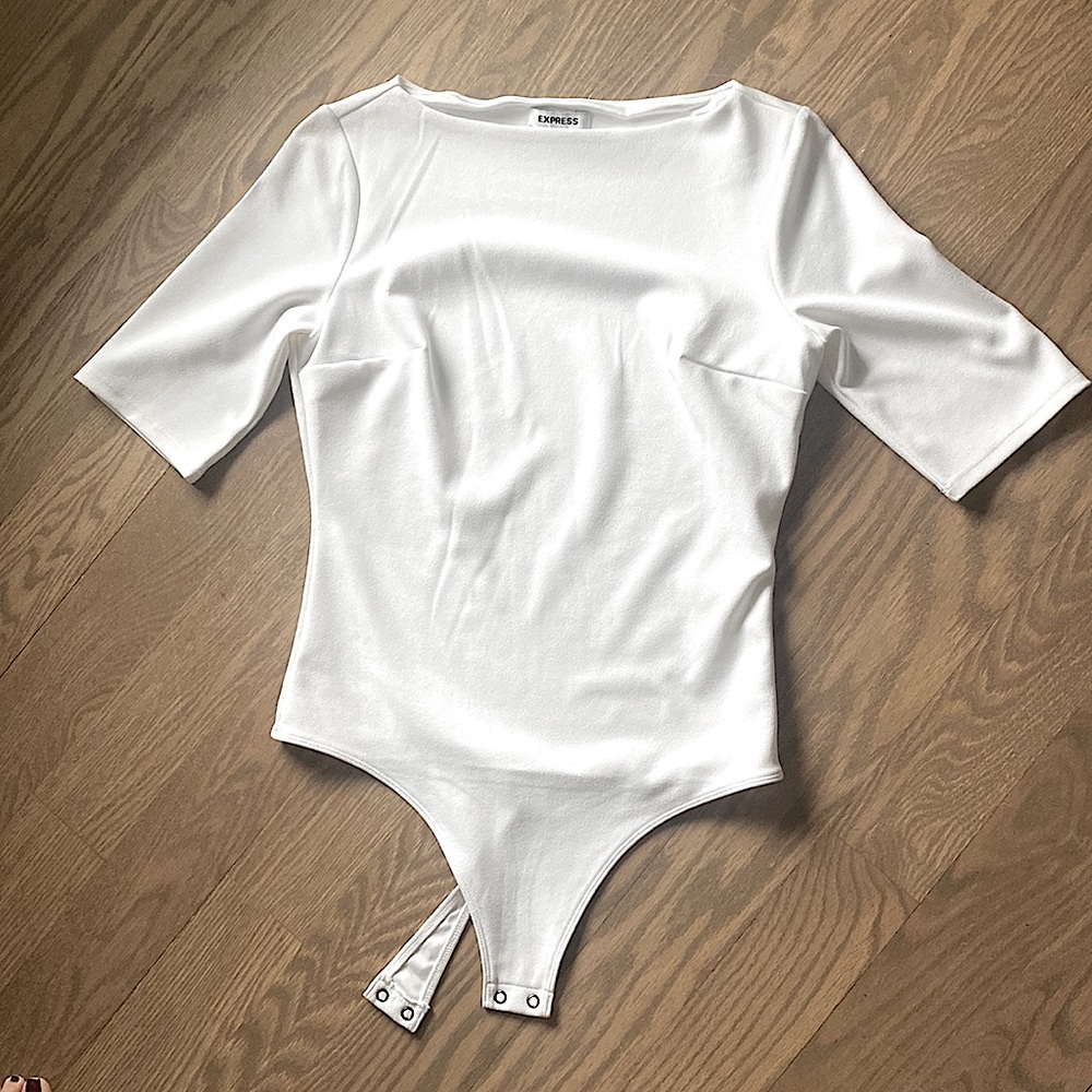 Express white 3/4 Sleeve Bodysuit